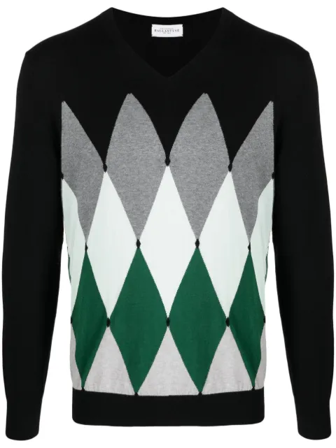 Ballantyne 菱形纹针织V领毛衣