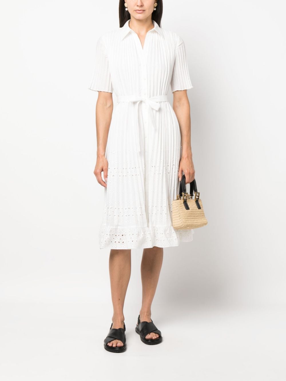 Claudie Pierlot embroidered-detail flared dress - Wit