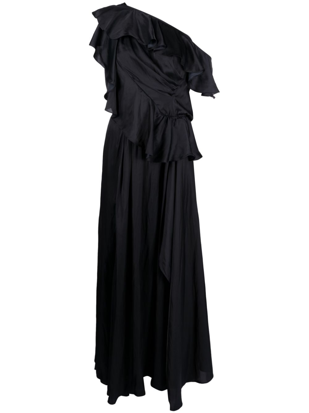 Zadig & Voltaire Ruffled One-shoulder Gown In Black