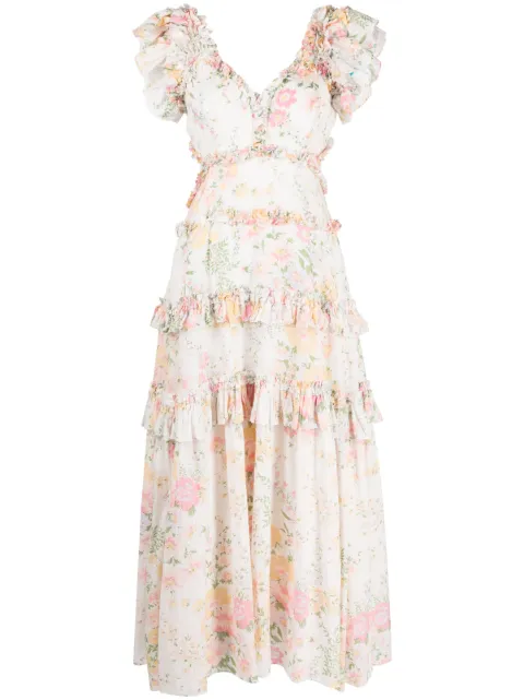 Needle & Thread V-neck floral-print dress