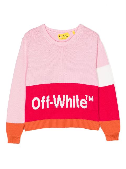 Off-White Kids logo striped jumper
