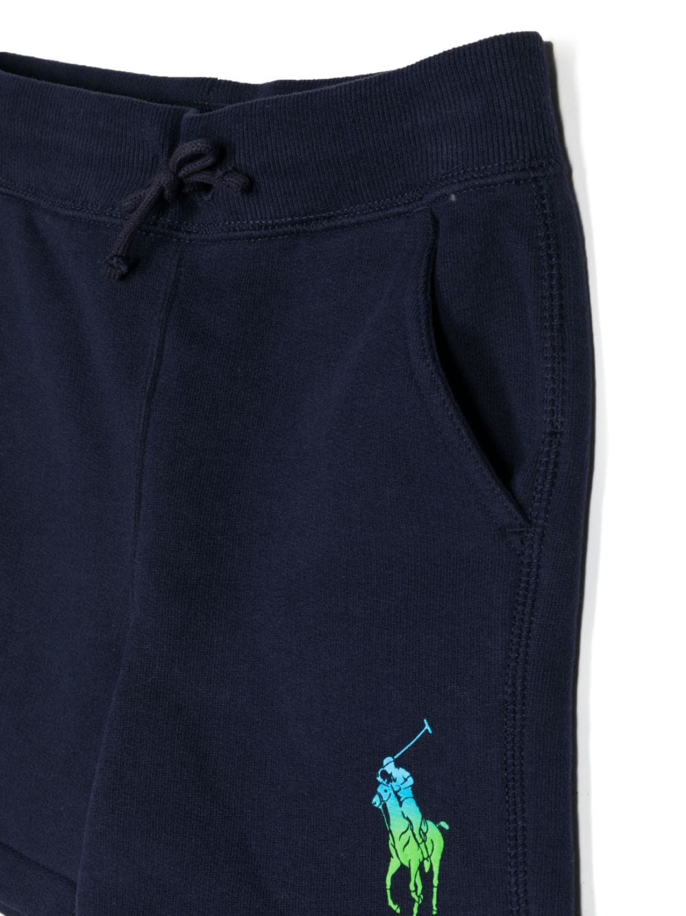 Shop Ralph Lauren Gradient Logo-print Drawstring Shorts In Blue