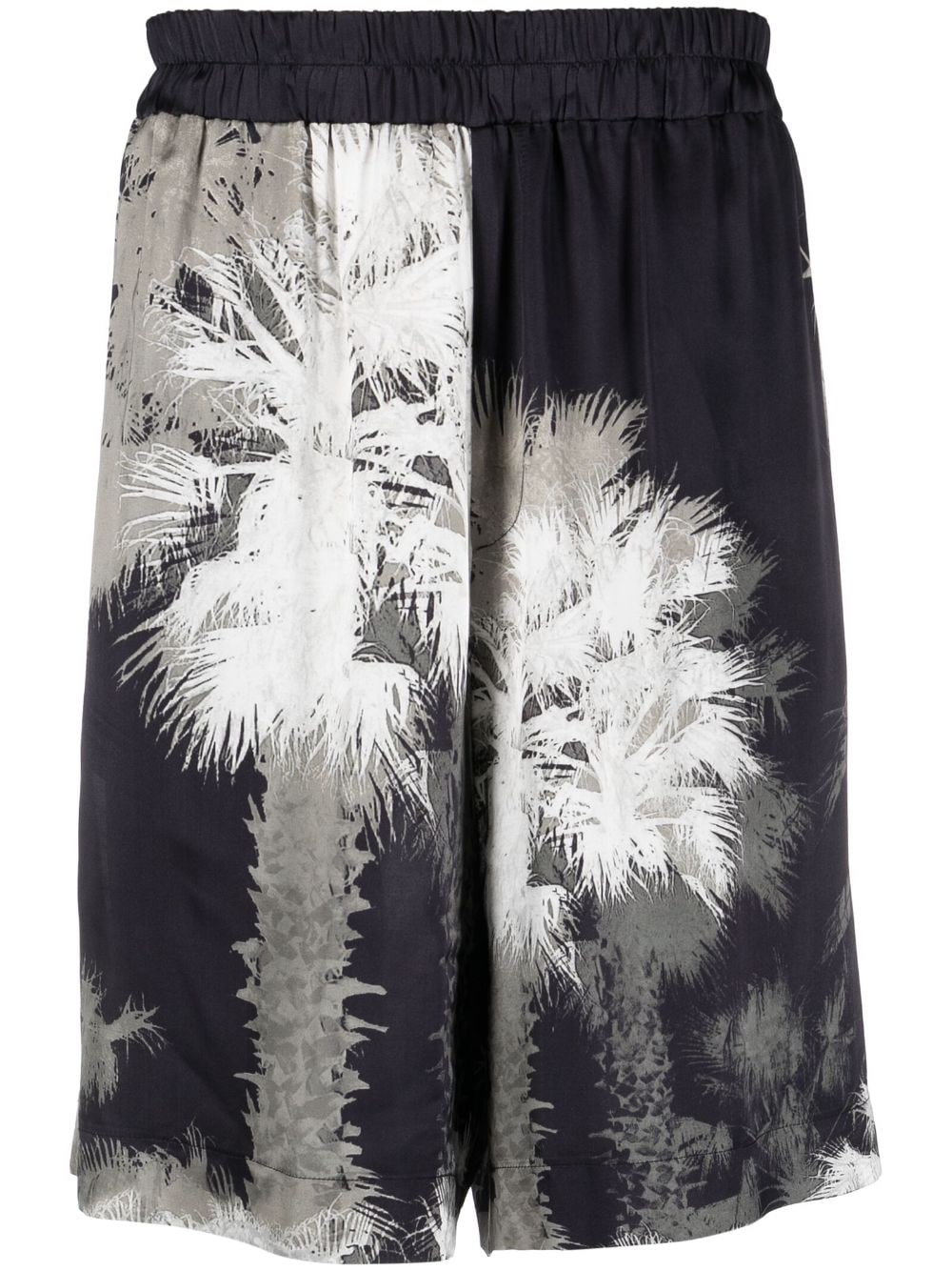 Laneus Palm-tree Print Shorts In Schwarz