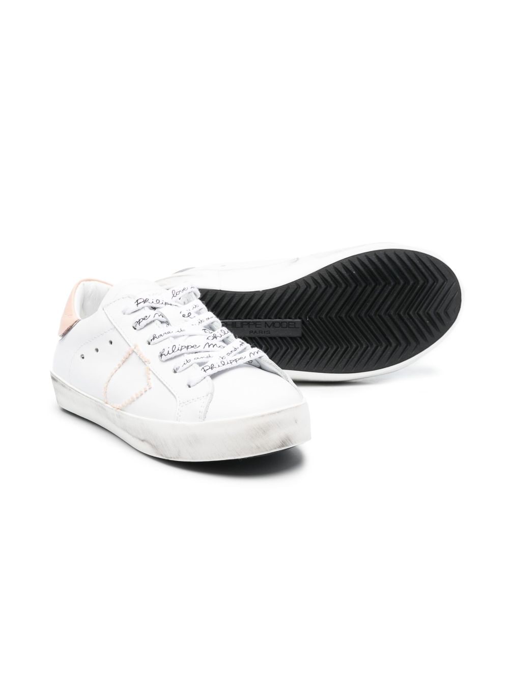 Shop Philippe Model Single-stitch Logo Low-top Sneakers In White