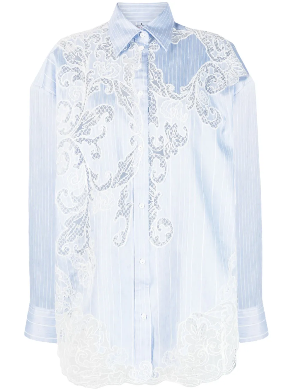 Ermanno Scervino Cut-out Lace Detailing Shirt In Blau | ModeSens