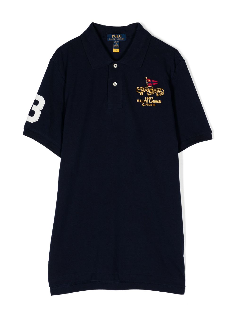 ralph lauren kids robe-polo à logo brodé - bleu