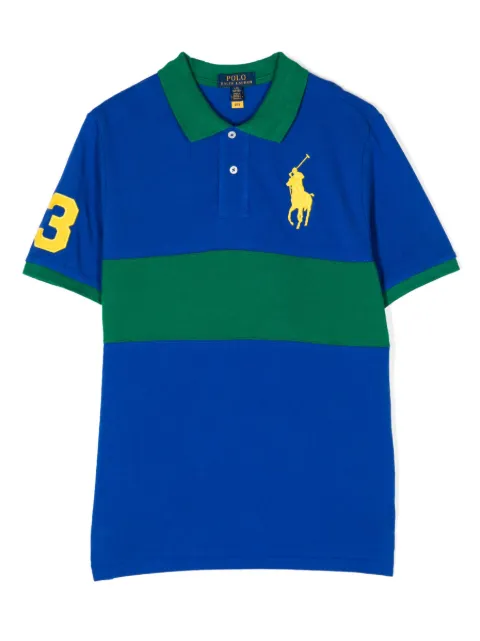POLO RALPH LAUREN KIDS colour-block logo-embroidered polo shirt