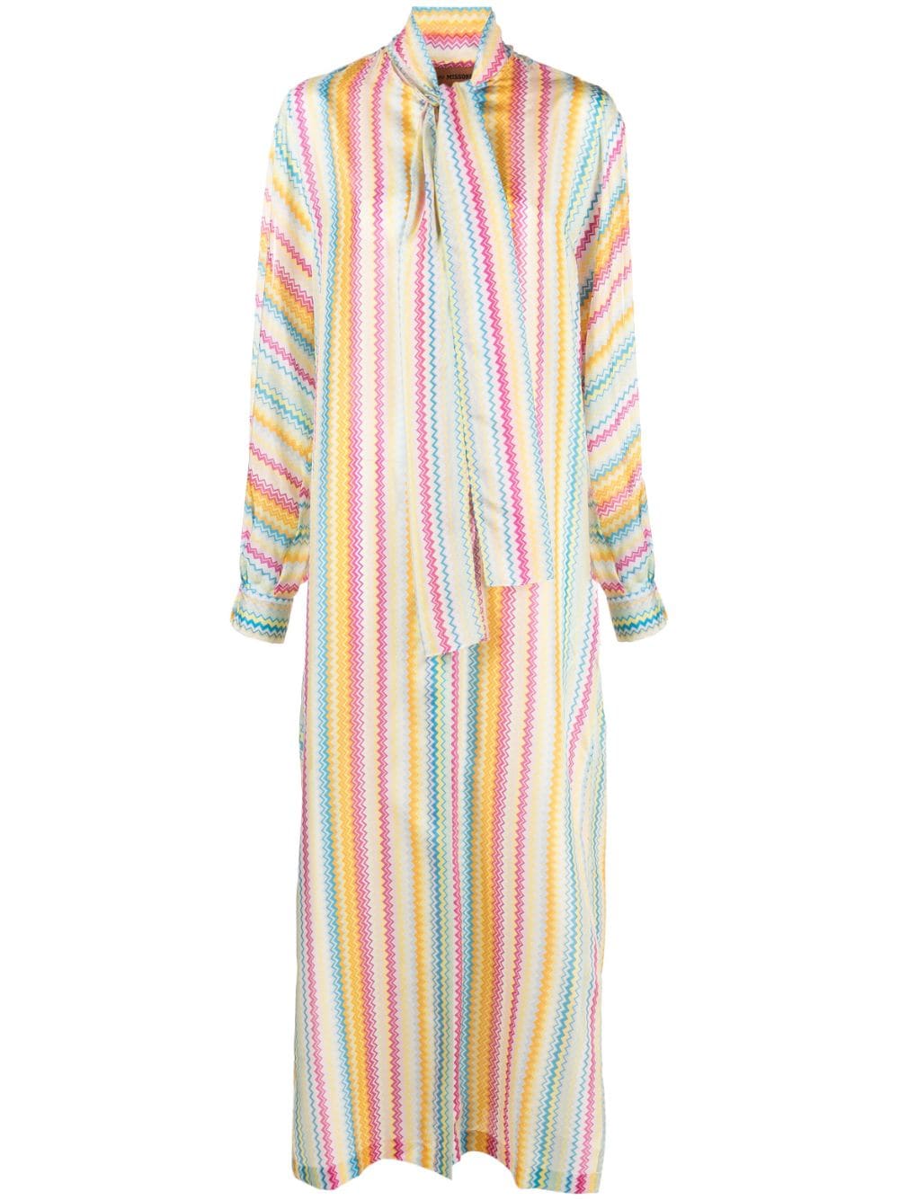Missoni Chevron-print Silk Long Dress In Multicolor