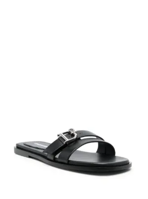 サンダル・ミュール D SQUARED2 Black leather D2 Statement slippers Dsquared2 Black Leather D2 Statement Slippers | italist