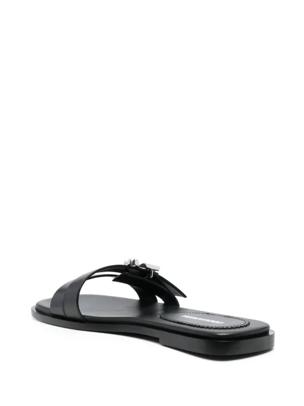 DSQUARED2 logo-plaque Leather Sandals | Black | FARFETCH UK
