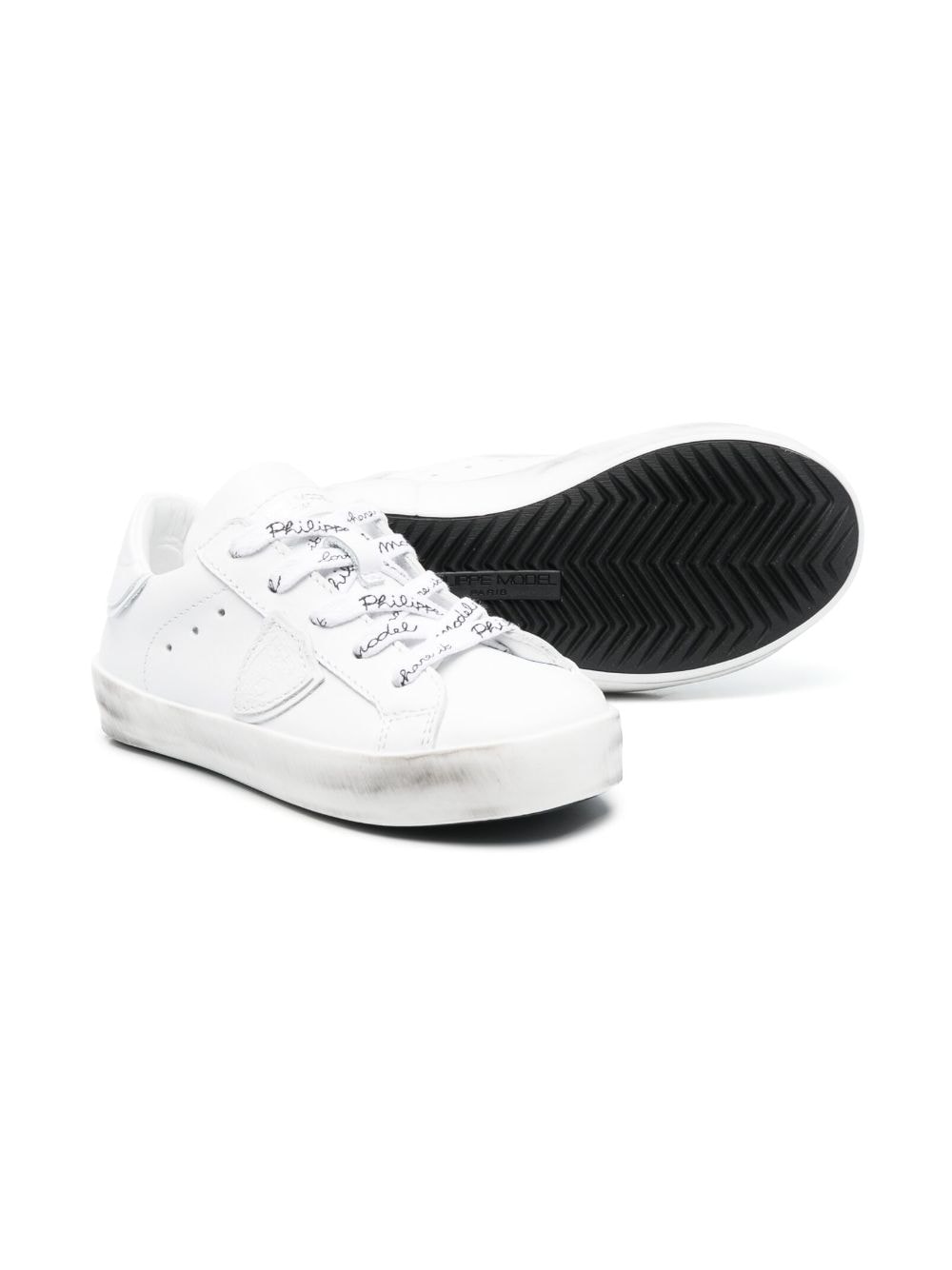 Shop Philippe Model Logo-patch Low-top Sneakers In 白色