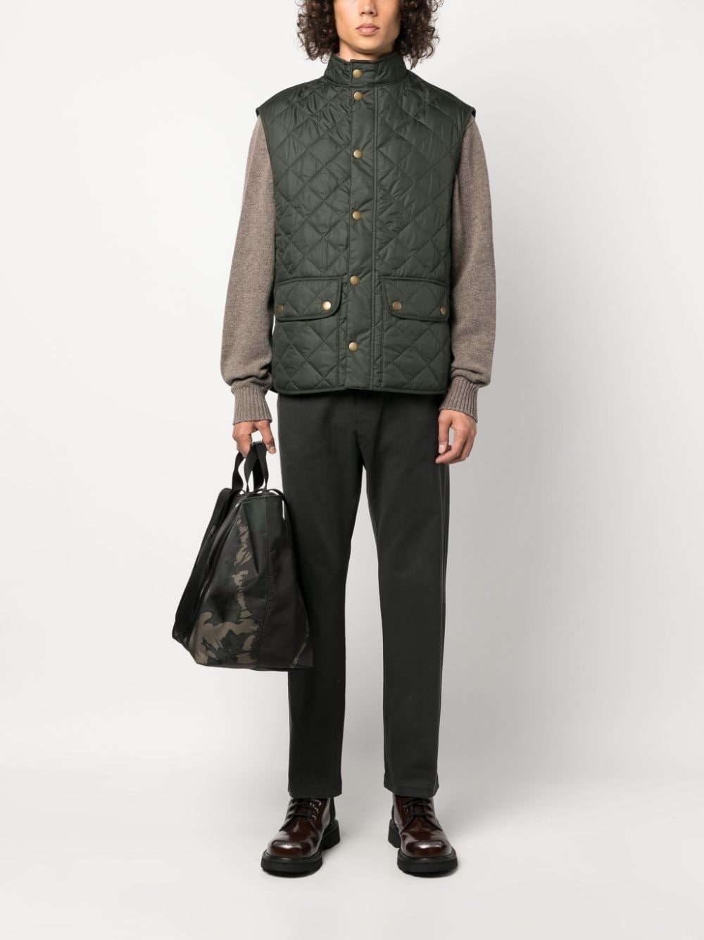 Shop Barbour Lowerdale Quilted Cotton Vest In Green