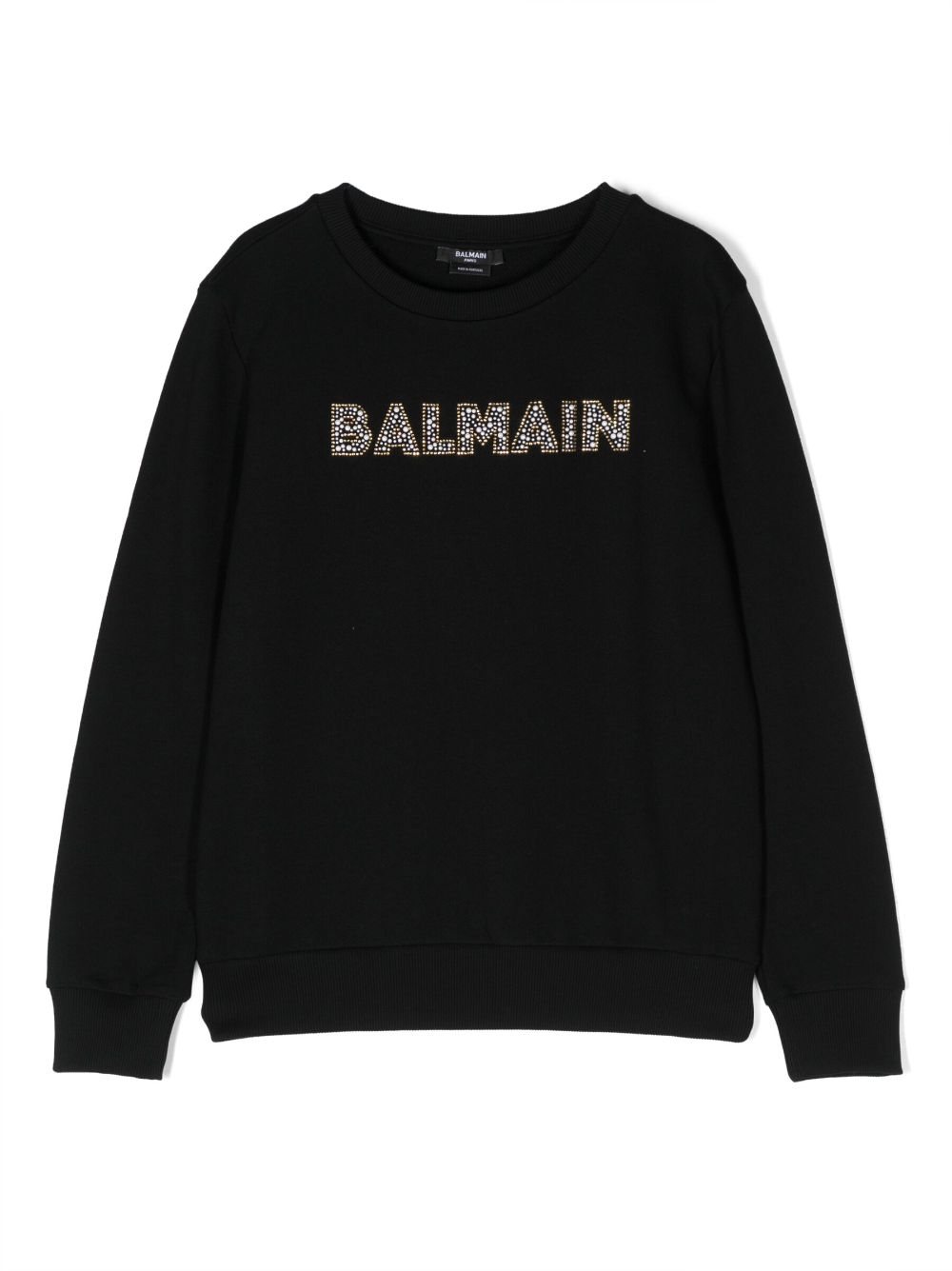 Balmain Kids' Crew-neck Cotton Sweatshirt In Black