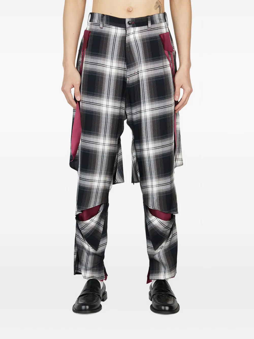 sulvam checked trousers | Black | Image 1