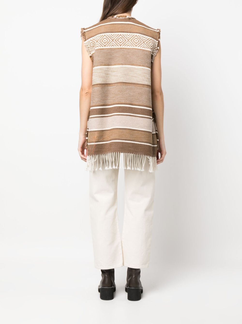 Shop Fortela Vertical-stripe Knitted Gilet In Braun