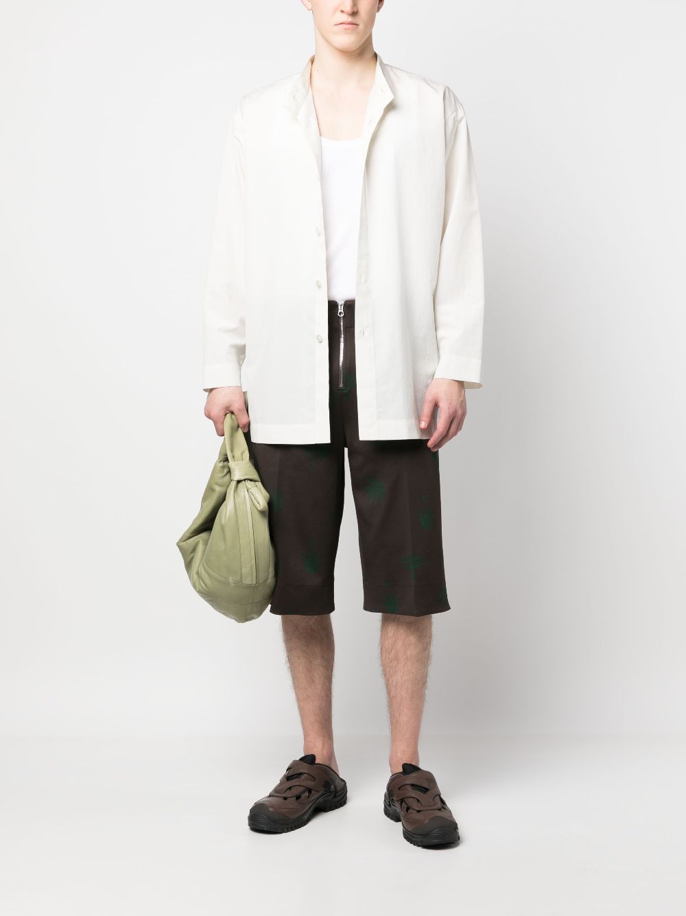 Jil Sander Shorts met palmboomprint - Bruin