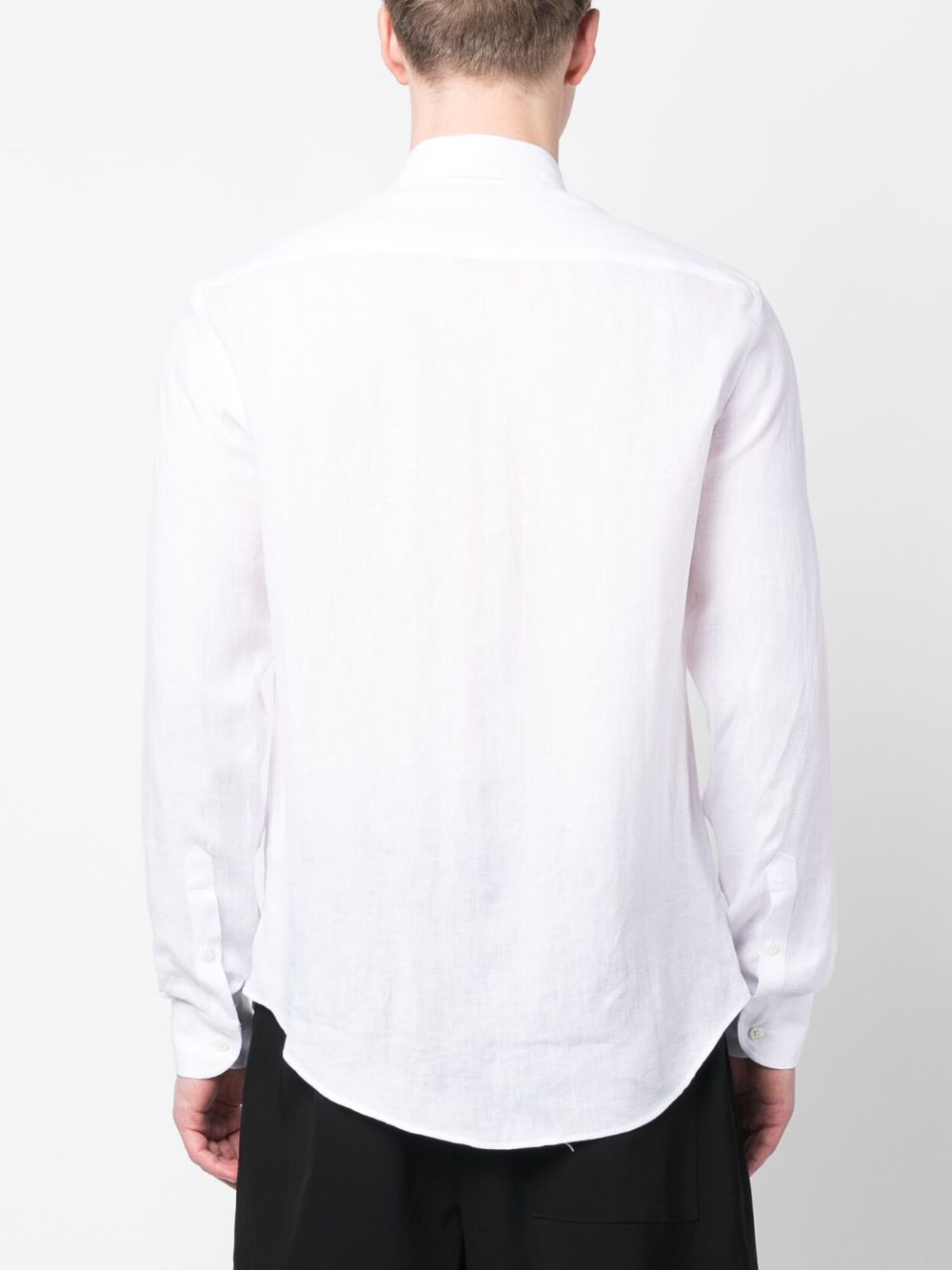 Shop Emporio Armani Long-sleeved Linen Shirt In Weiss