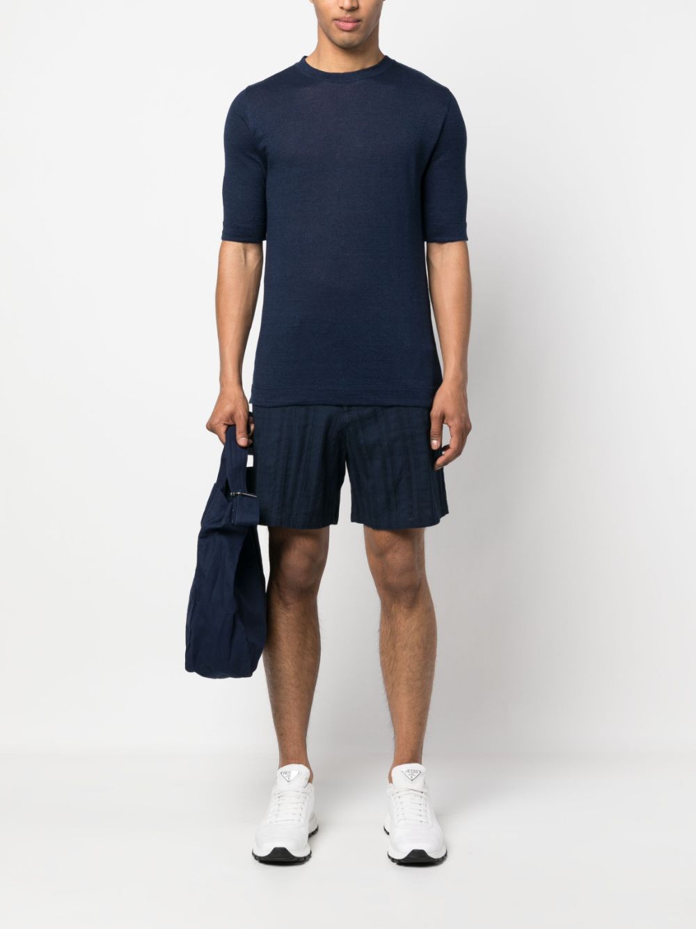 Lardini Fijngebreid T-shirt - Blauw