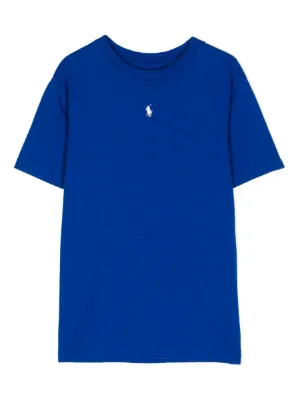 POLO RALPH LAUREN KIDS logo-embroidered Cotton t-shirt | Blue POLO RALPH LAUREN KIDS logo-embroidered Cotton t-shirt | Blue