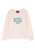 A.P.C. KIDS embroidered-logo cotton sweatshirt - Pink