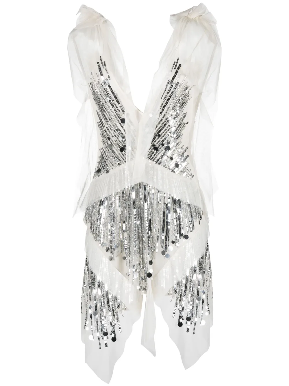 Amen sequin-embellished sleeveless mini dress - White