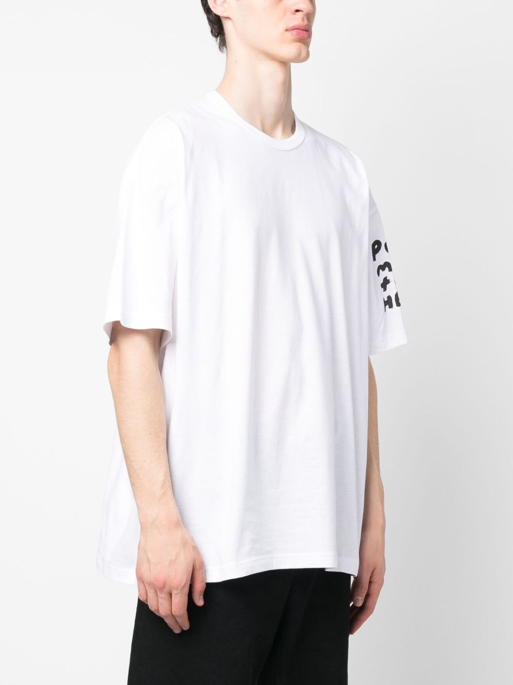 Shop Black Comme Des Garçons Slogan-print T-shirt In Weiss