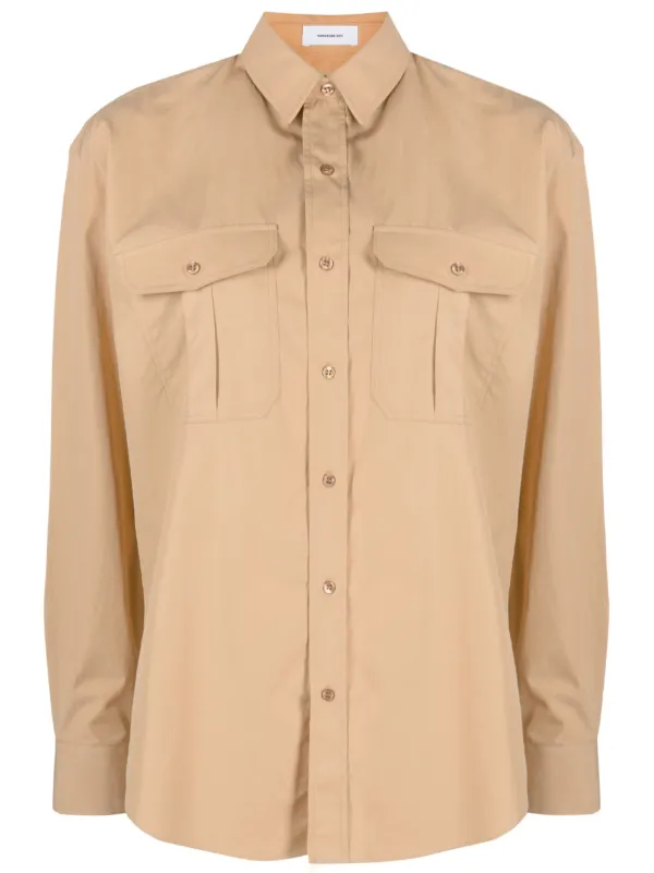 WARDROBE.NYC Oversize Cotton Shirt in Neutrals