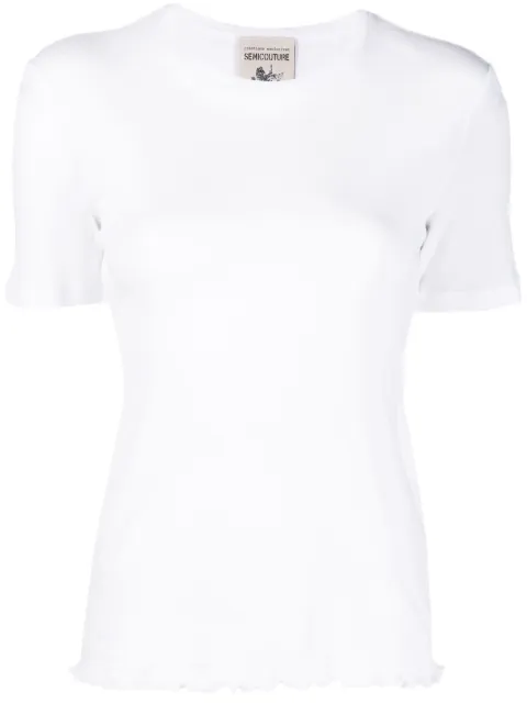Semicouture lettuce-hem short-sleeve T-shirt