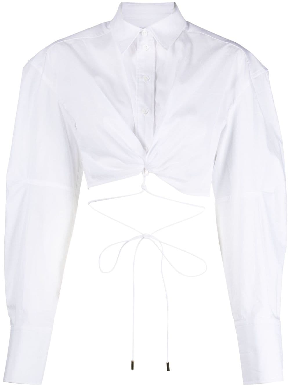 Shop Jacquemus La Chemise Plidao Cropped Shirt In White