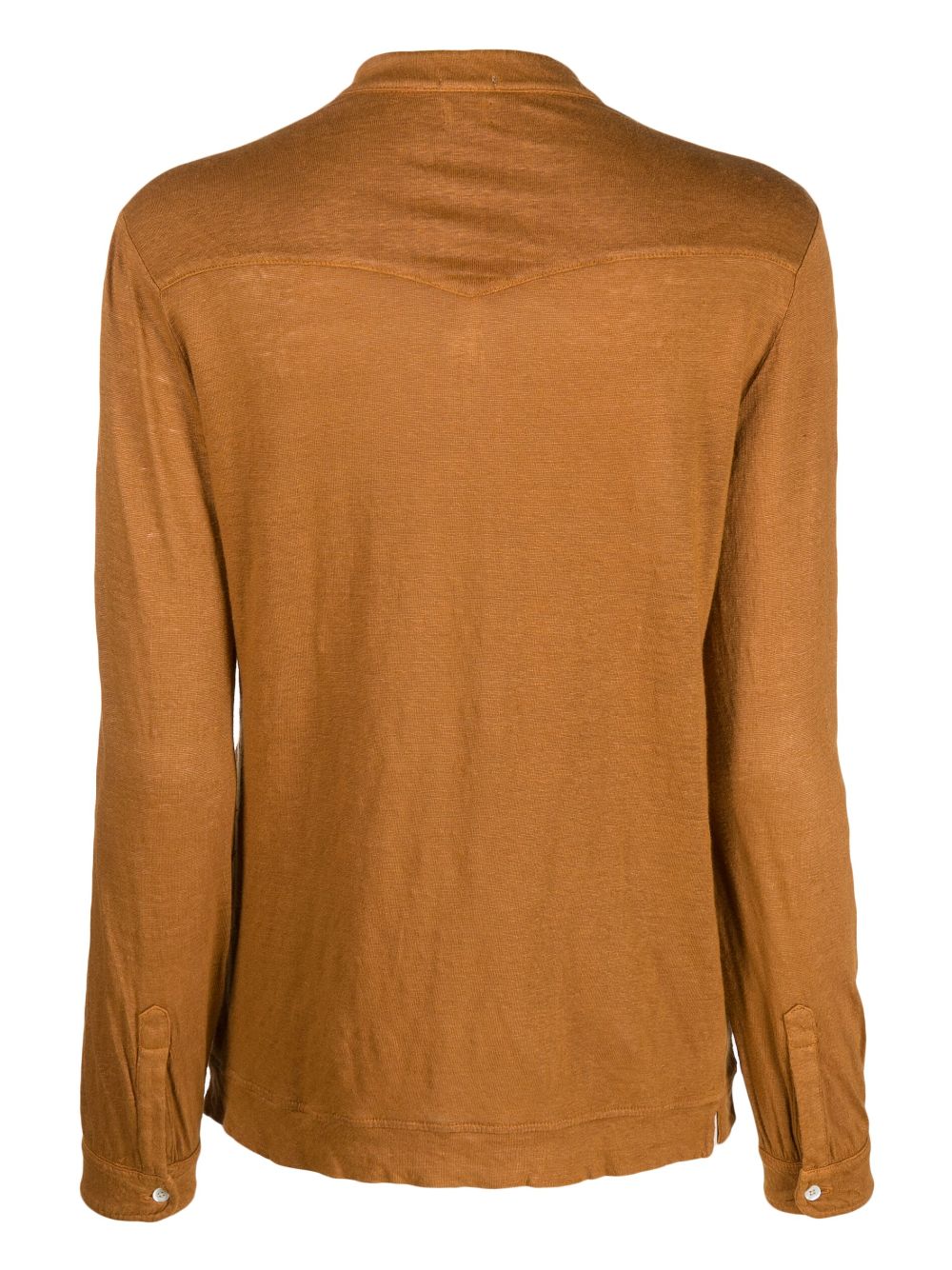 Shop Massimo Alba Java Linen Henley Shirt In Braun