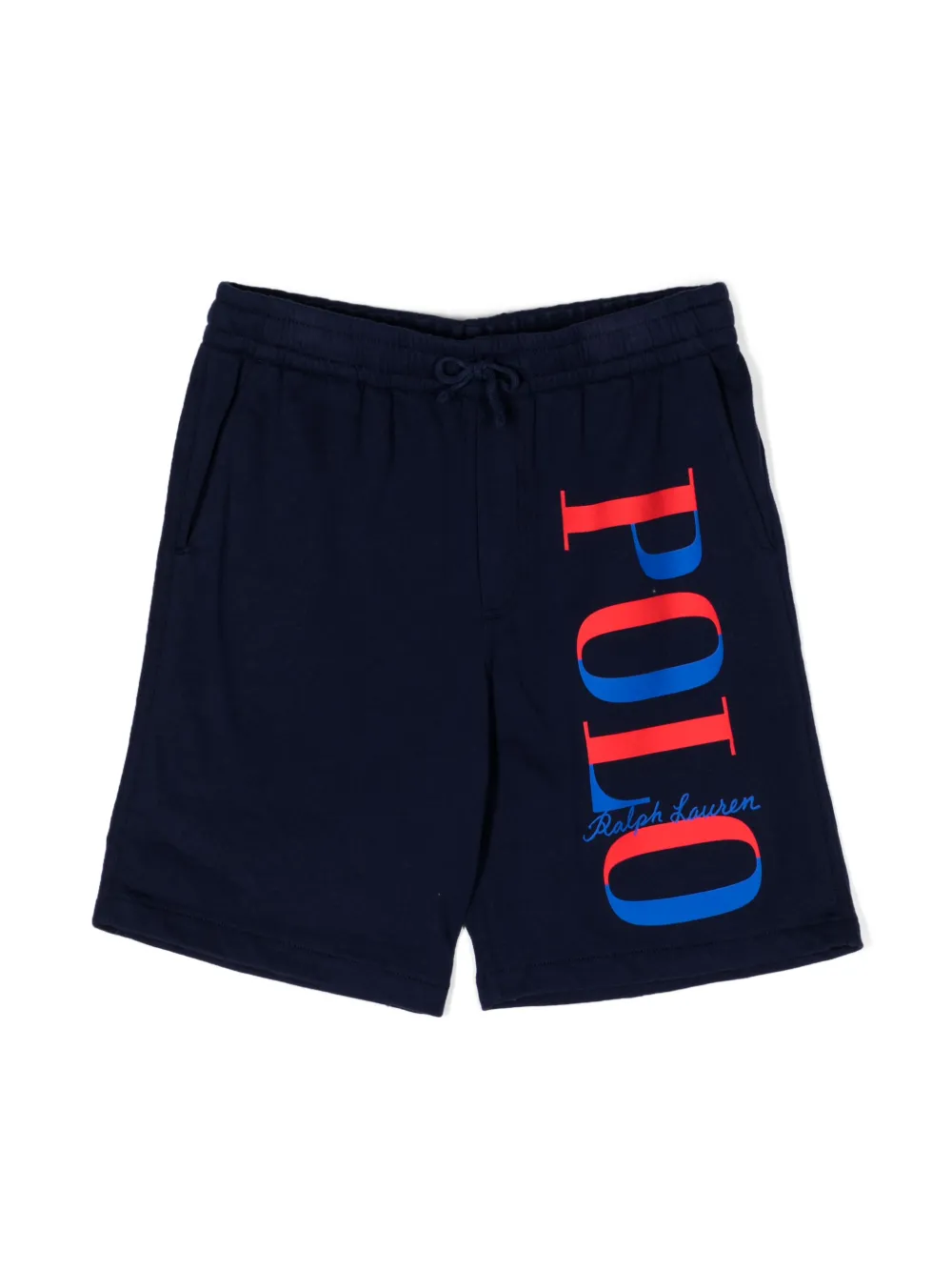 POLO RALPH LAUREN KIDS شورت قطن بطبعة شعار الماركة | أزرق | Image 1
