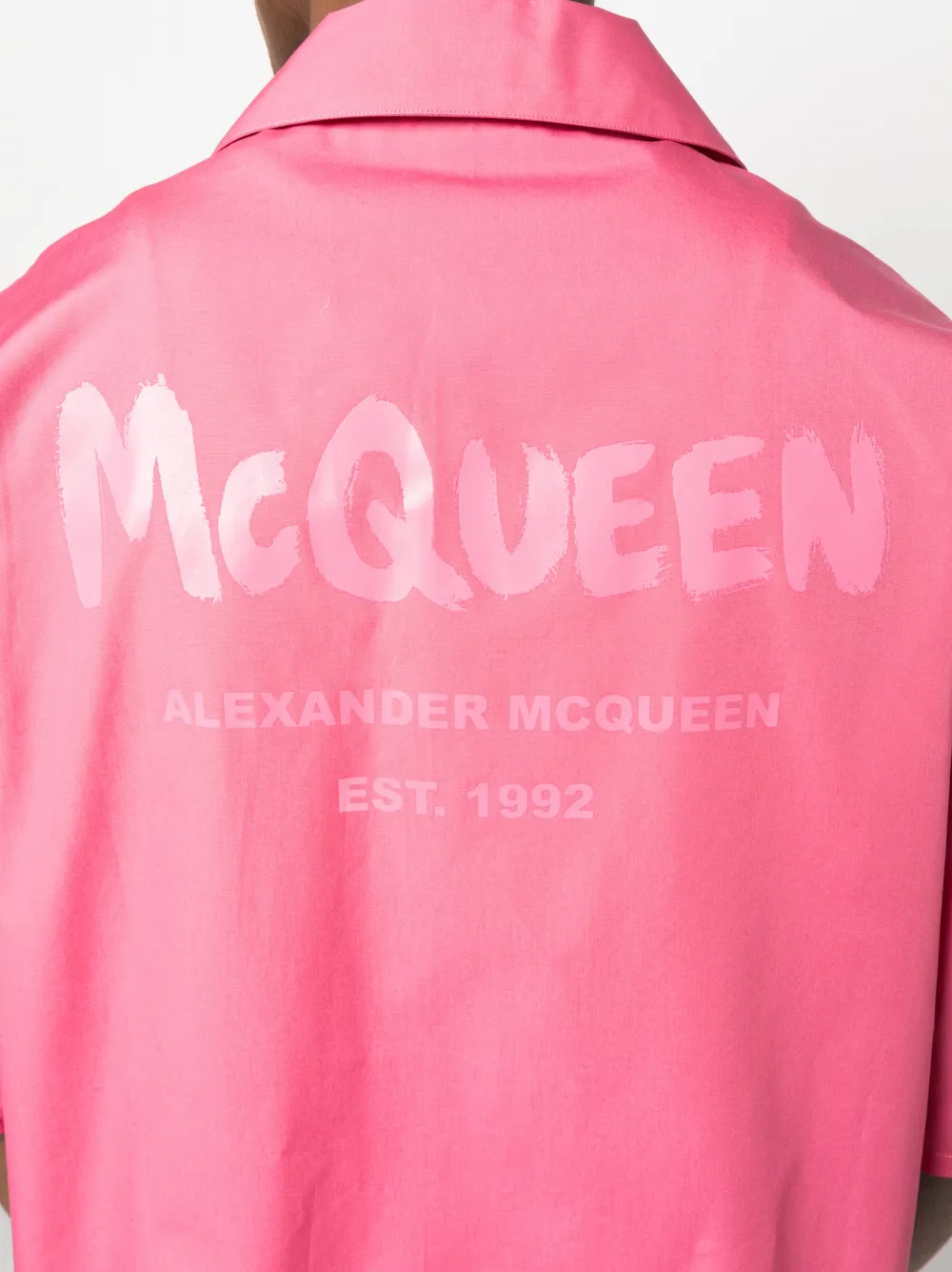 Shop Alexander Mcqueen Rear Logo-print Short-sleeved Shirt In Rosa