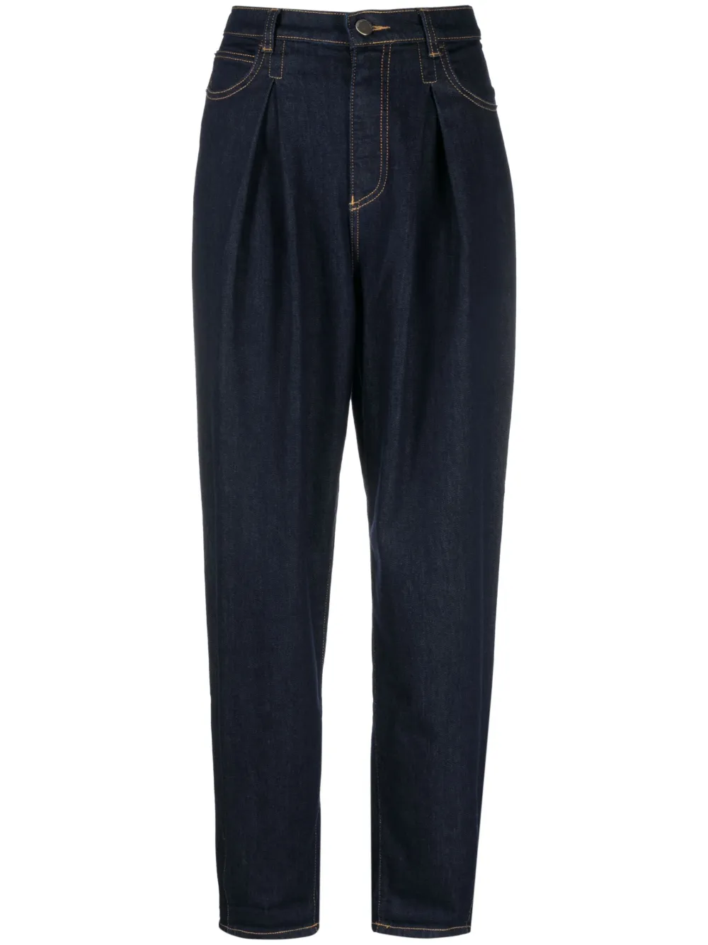 Emporio Armani box-pleat tapered jeans - Blue