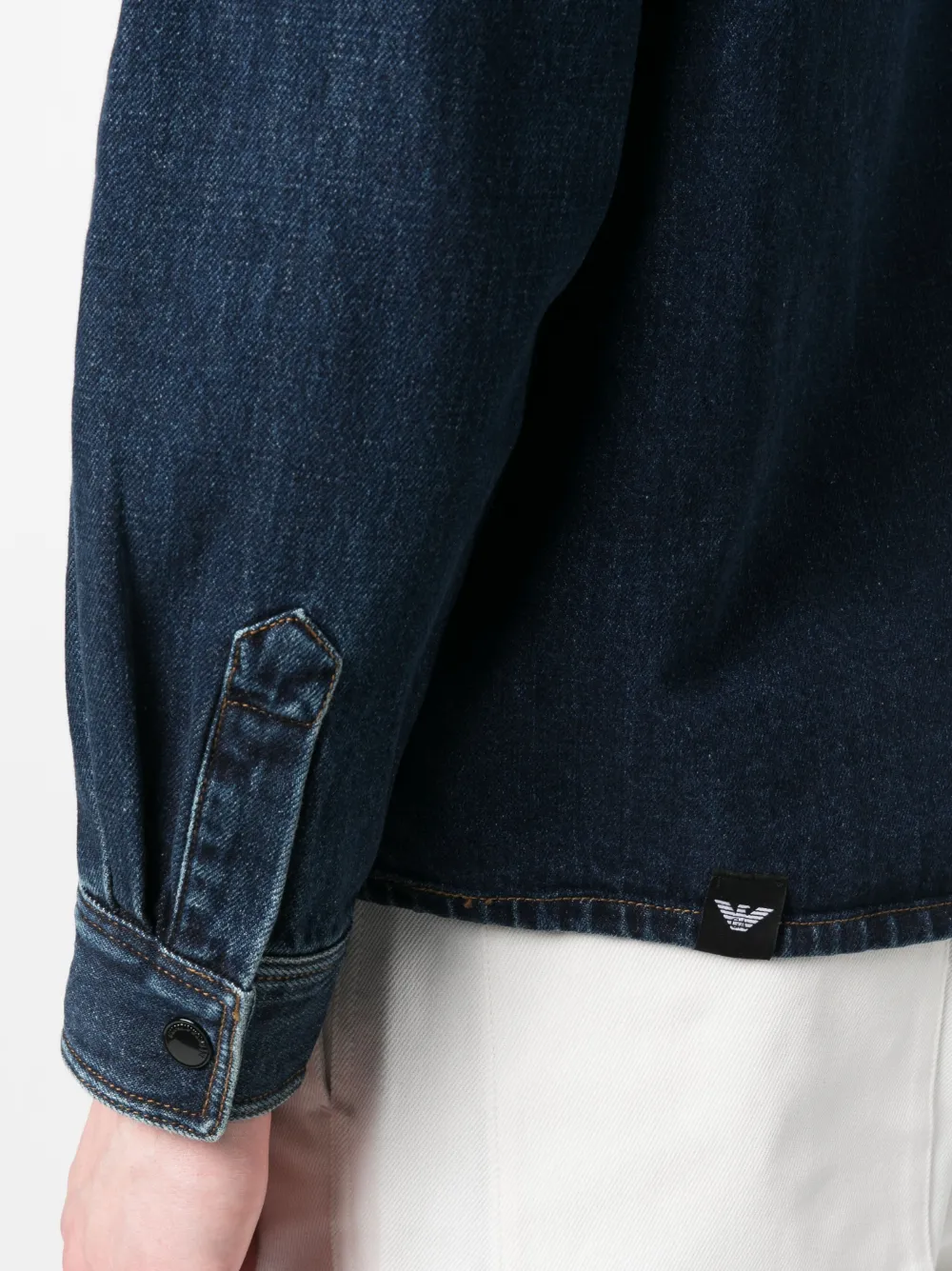 Emporio Armani Band Collar Denim Jacket Farfetch