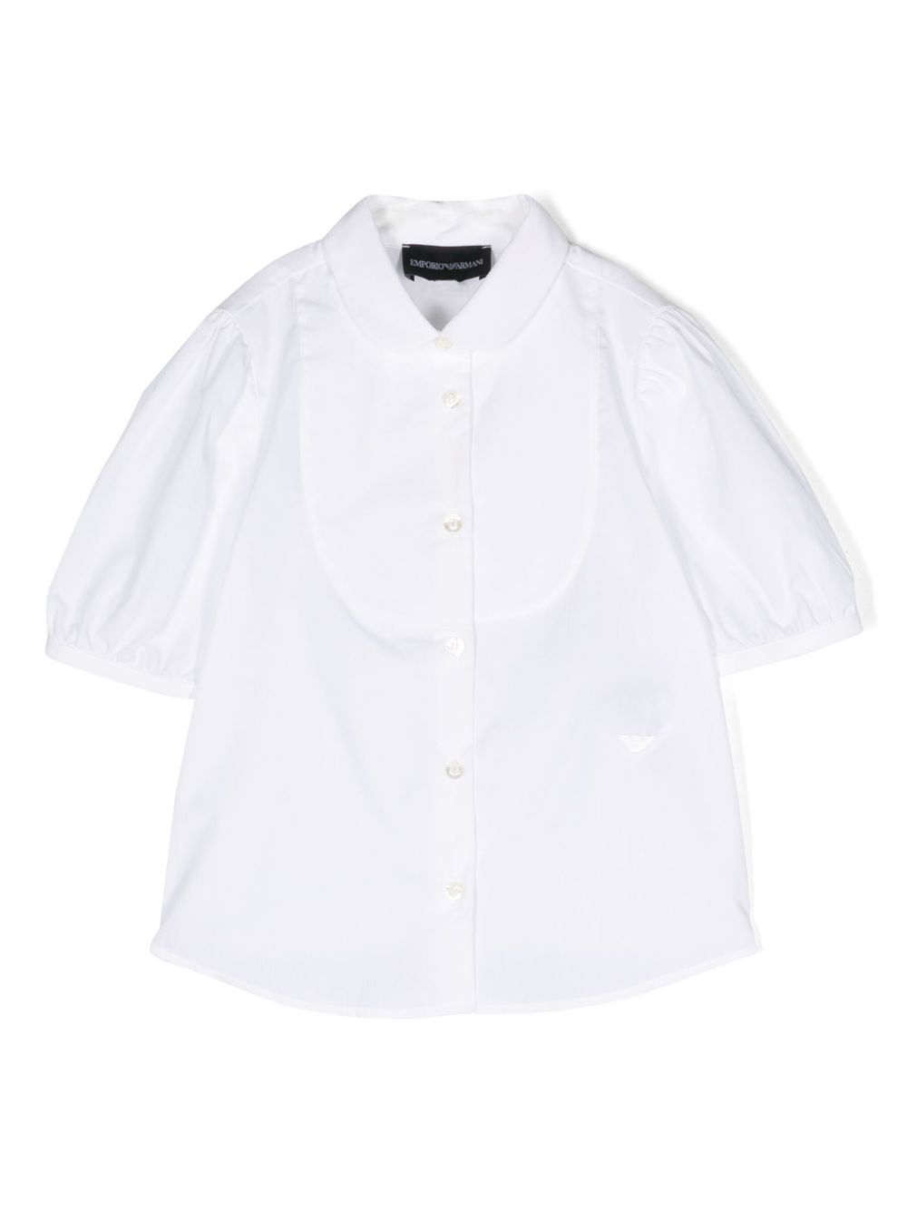 Emporio Armani Kids bib-collar cotton shirt - White