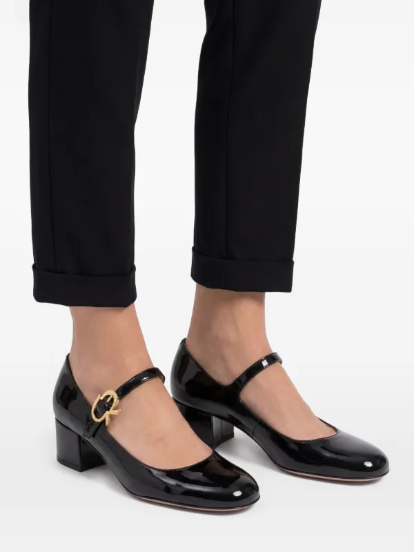 Gianvito Rossi 45mm Mary Ribbon Pumps | Black | FARFETCH