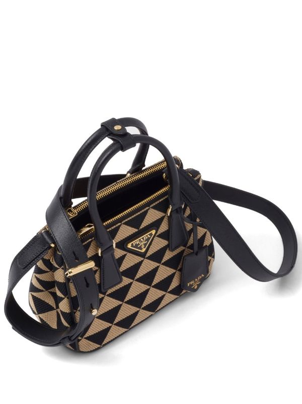 Prada Triangle Symbole Leather and fabric Mini Bag - New In Box