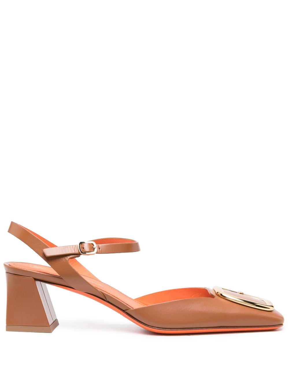 Santoni 50mm Closed-toe Leather Sandals In Brown