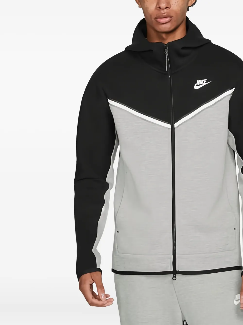 Nike chevron-panel tech fleece hoodie - グレー Nike chevron-panel tech fleece hoodie - グレー