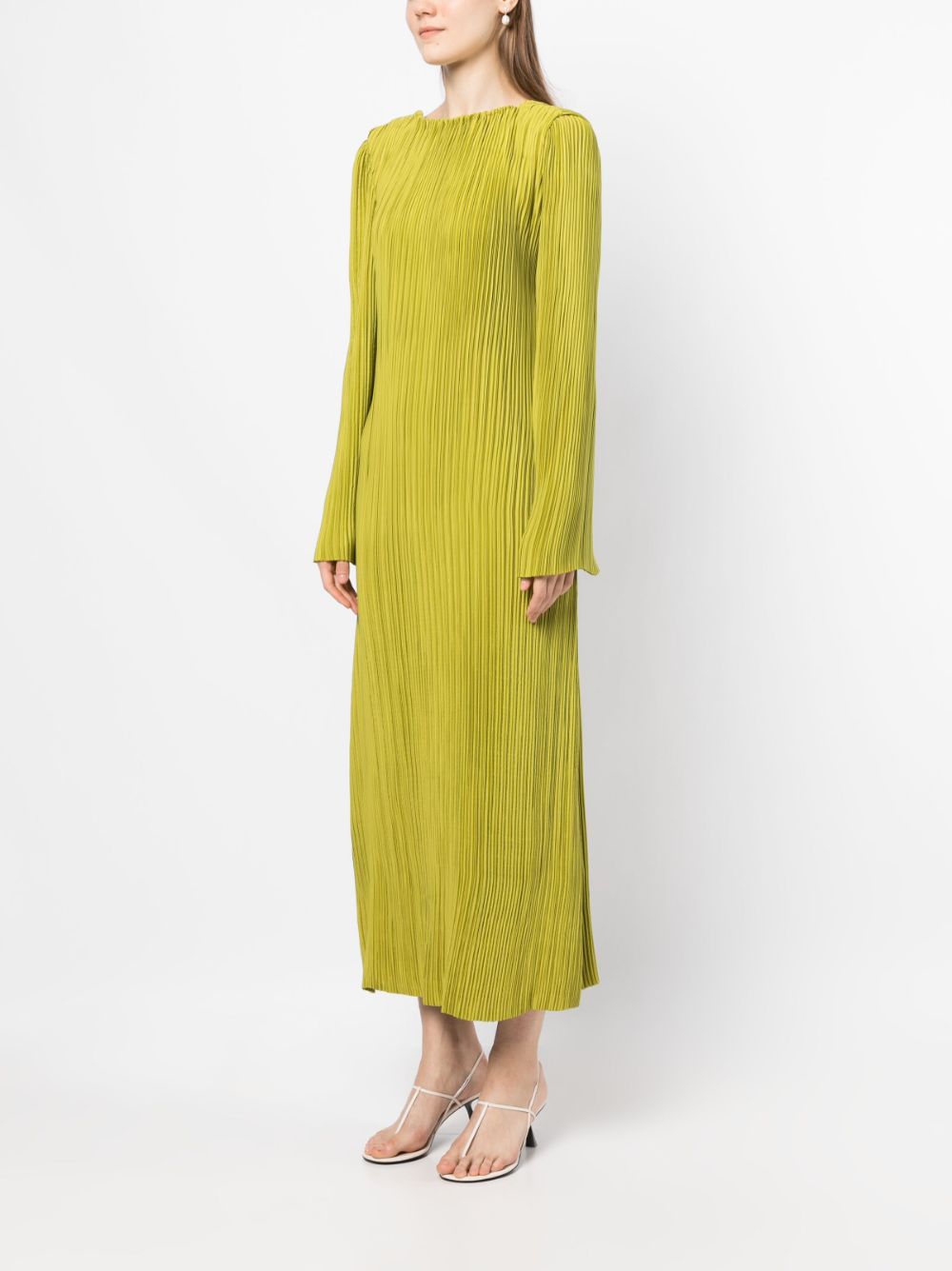 Shop Rachel Gilbert Kiara Pleated Midi Dress In Green