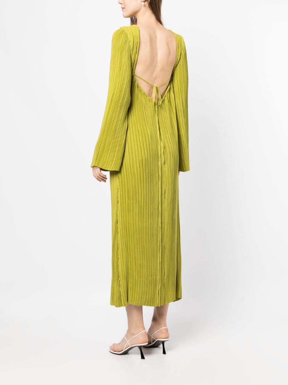 Shop Rachel Gilbert Kiara Pleated Midi Dress In Green