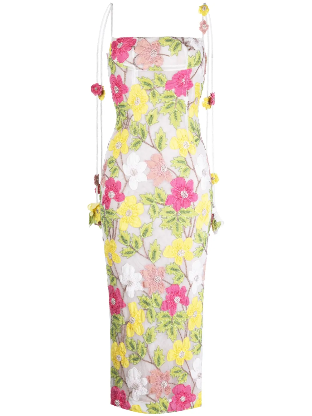 Rachel Gilbert Willow Floral-embroidery Midi Dress In Multicolour