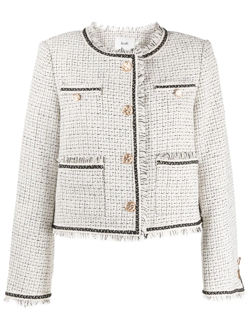 b+ab long-sleeve tweed jacket - White