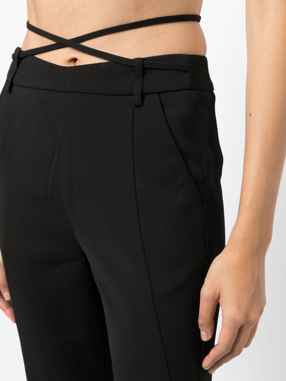 Shop B+ab Rear-tie-fastening Flared Trousers In Schwarz