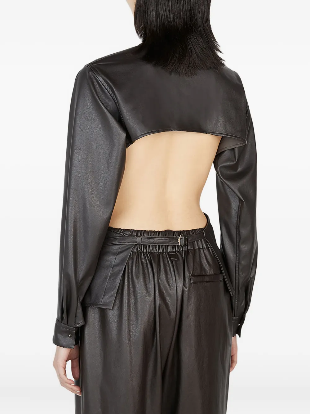 Issey Miyake cut-out long-sleeve blouse Bruin