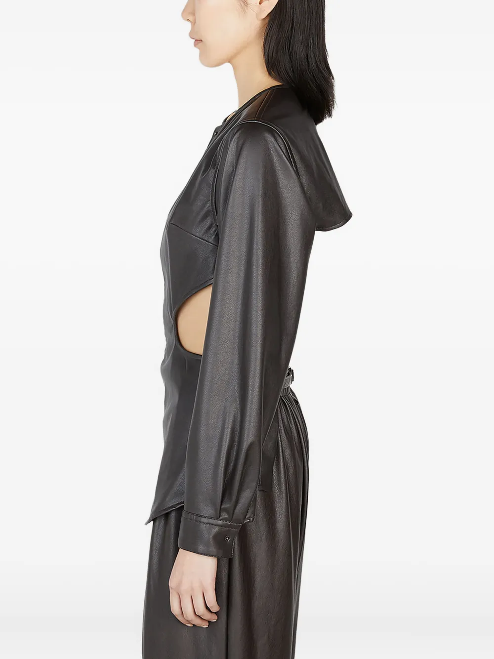 Issey Miyake cut-out long-sleeve blouse Bruin