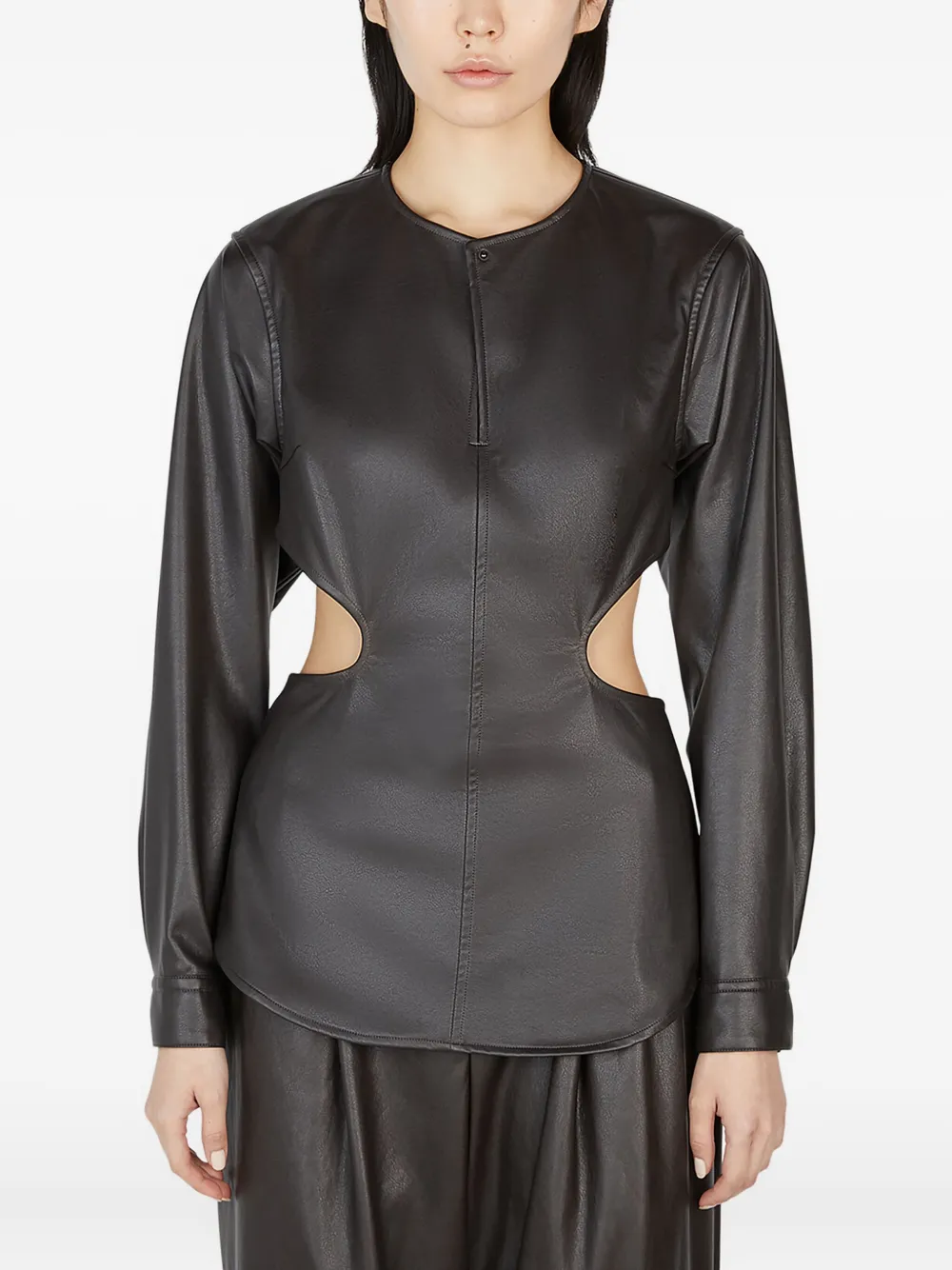 Issey Miyake cut-out long-sleeve blouse Bruin