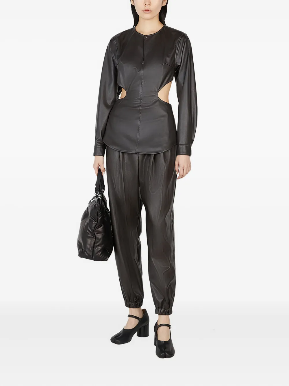 Issey Miyake cut-out long-sleeve blouse Bruin