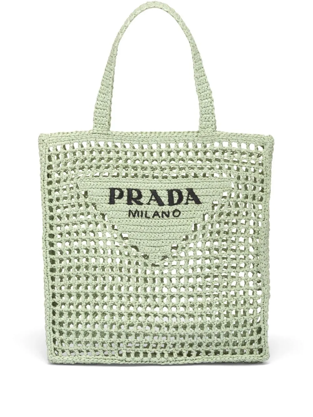 Prada Crochet tote bag with logo Nude