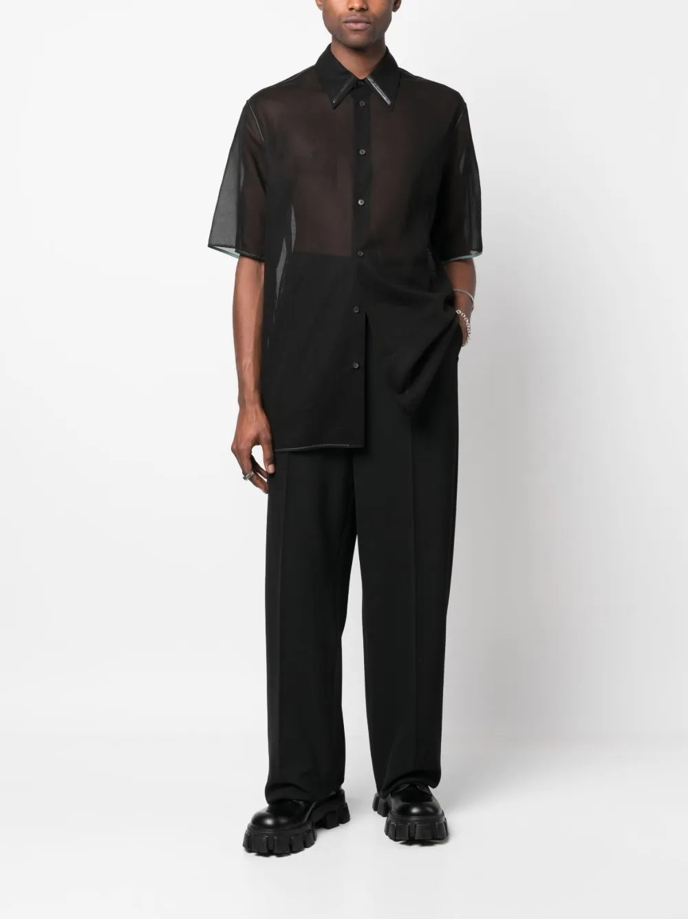 Jil Sander Overhemd met contrasterende afwerking - Zwart